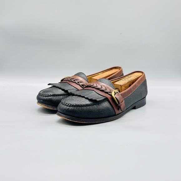 Cole Haan Shoes Mens 8.5 Black Leather City Monk Strap Loafers Fringe Buckle main image 7